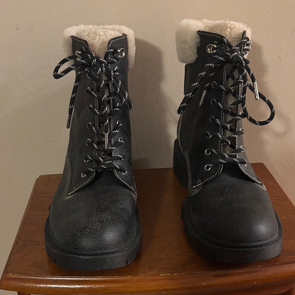 Coach Black Fur-Trim Boots 9.5B